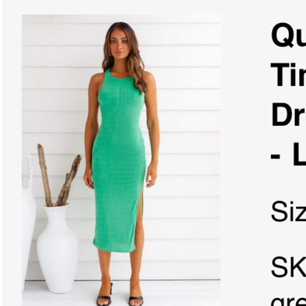 Hello Molly Green Sleeveless Midi Dress Size L